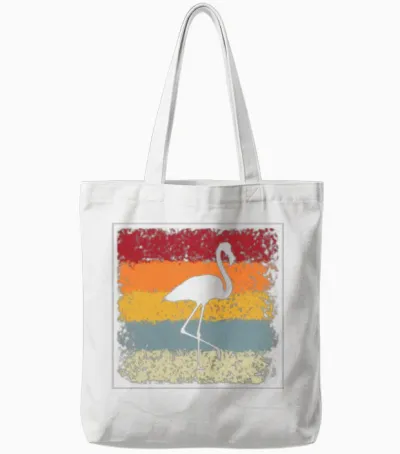 Flamingo Retro Tote Bags - White