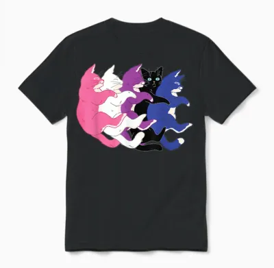 Lgbtq Genderfluid Pride Flag - Cats Pile Genderfluid Unisex T-Shirt - Black