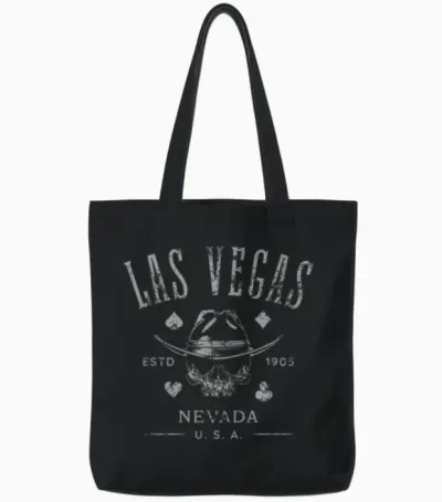 Las Vegas Nevada Estd 1905 Aged Skull T-Shirt, Black, S Tote Bags - Black
