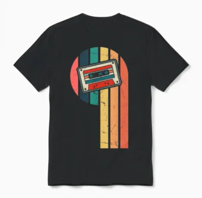 Retro Mixtape Cassette Retro 80s 90s Unisex T-Shirt - Black