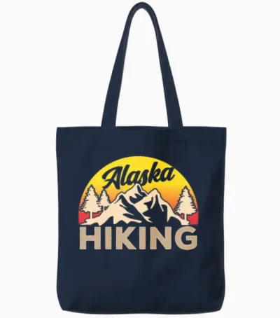 Alaska Hiking Hike Nature Hiker Tote Bags - Navy