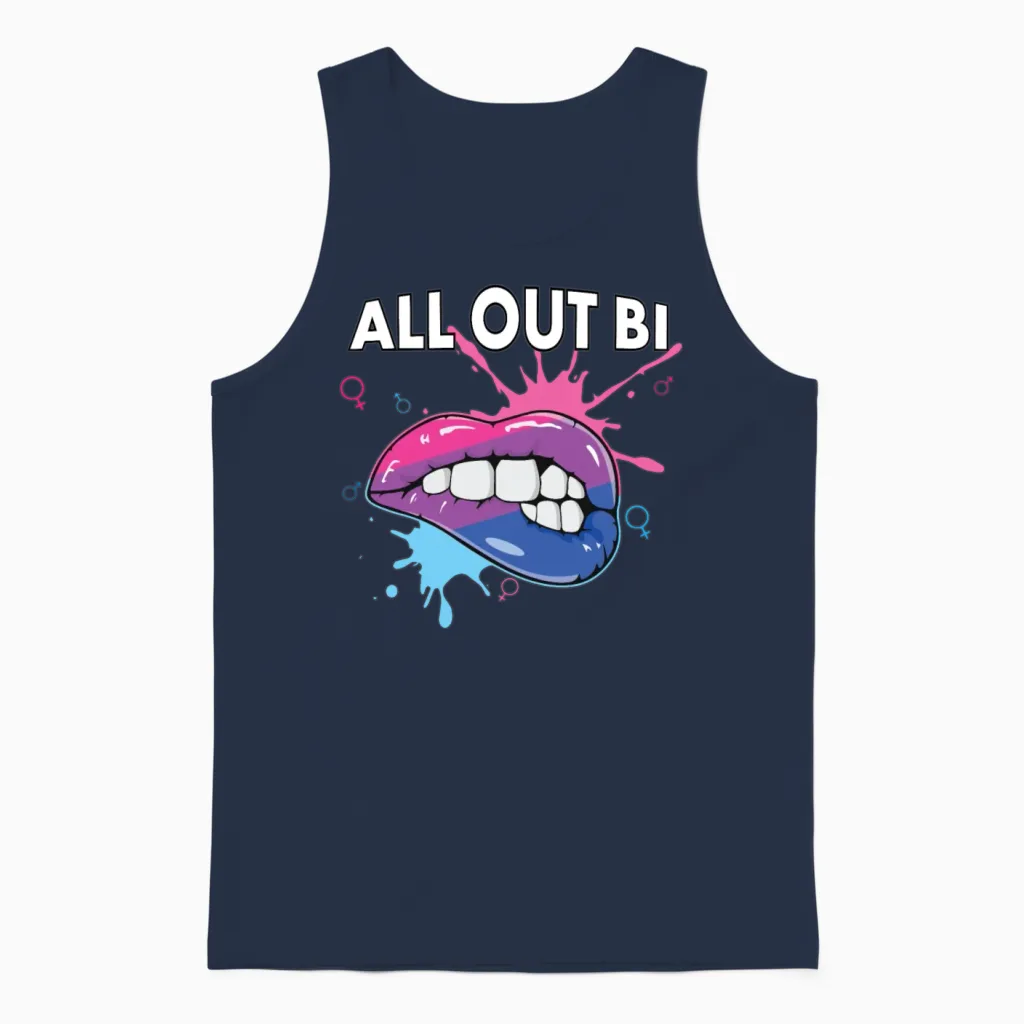 All Out Bi Flag Bisexual Rainbow Pride Bisexuality Unisex Tank Top in Navy