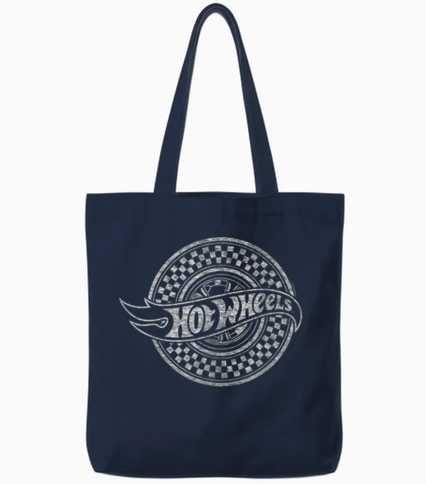 Hot Wheels - Checked Circle Logo Tote Bags in Navy