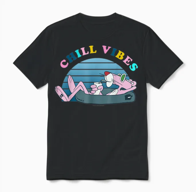 The Casual Vibe of the Pink Panther T-Shirt, Black, S Unisex T-Shirt in Black