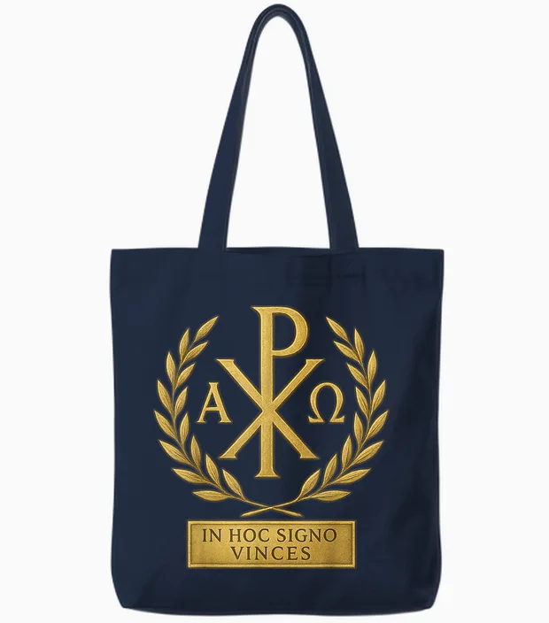 In Hoc Signo Vinces - Knights Templar Symbol Tote Bags in Navy