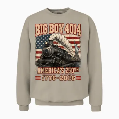 250 Years Big Boy 4014 Train Us Flag Vintage Apparel Unisex Sweatshirt - Sand