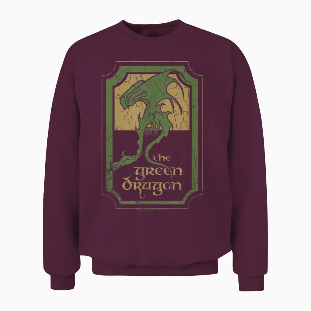 Lord of the Rings Green Dragon Tavern T-Shirt Small Unisex Sweatshirt in Maroon