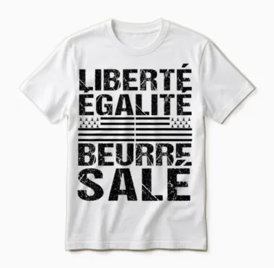 Freedom Equality Salted Butter Humour Breton Gift Brittany Unisex T-Shirt - White