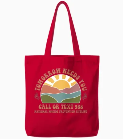 National Suicide Prevention Lifeline Tote Bags - Red