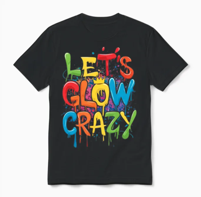 Lets a Glow Crazy Retro Colorful Quote Group Team Unisex T-Shirt - Black