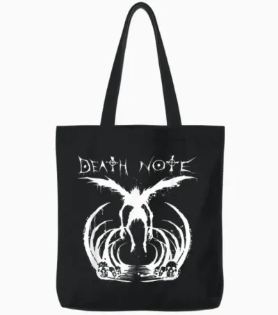 Death Note Ryuk Splatter Silhouette Anime Tote Bags - Black