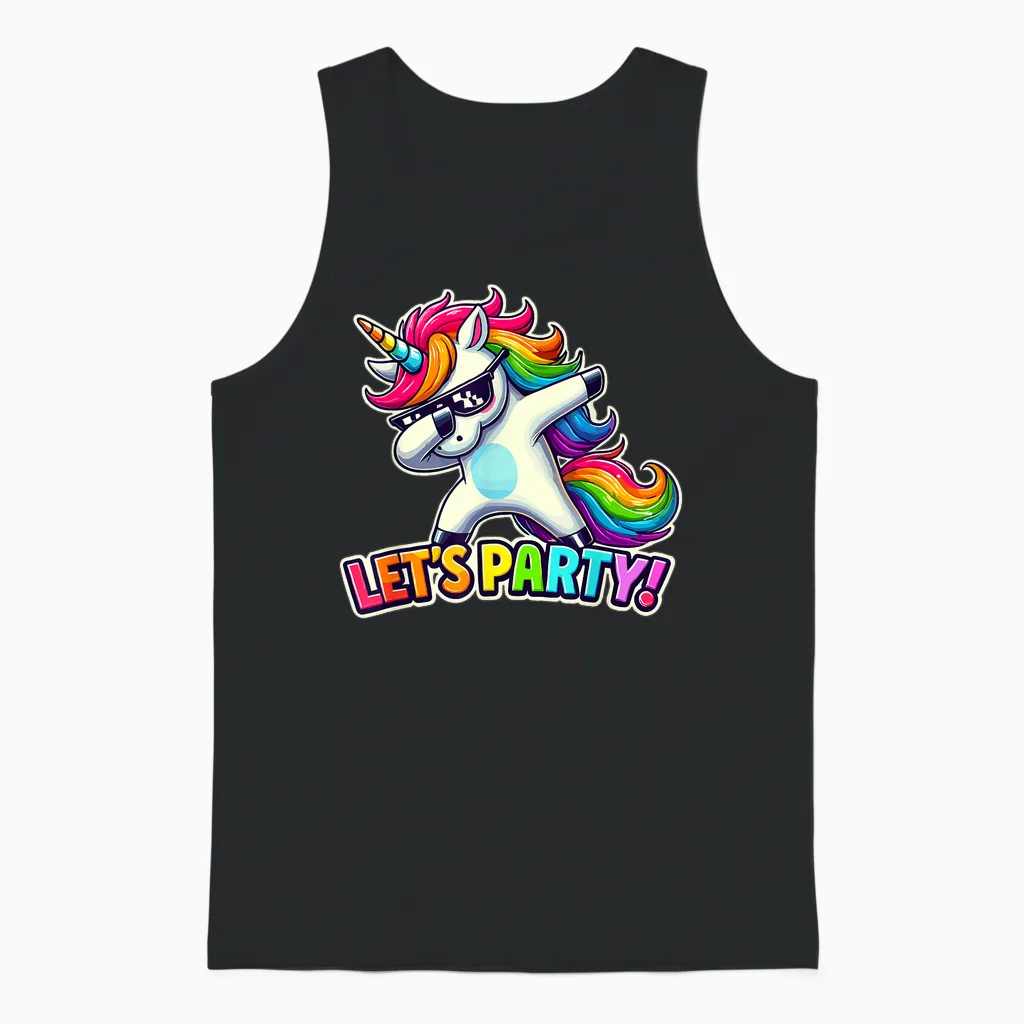 Party Outfit, Einhorn | Mädchen & Jungen | Einhorn, Let's Party Unisex Tank Top in Black