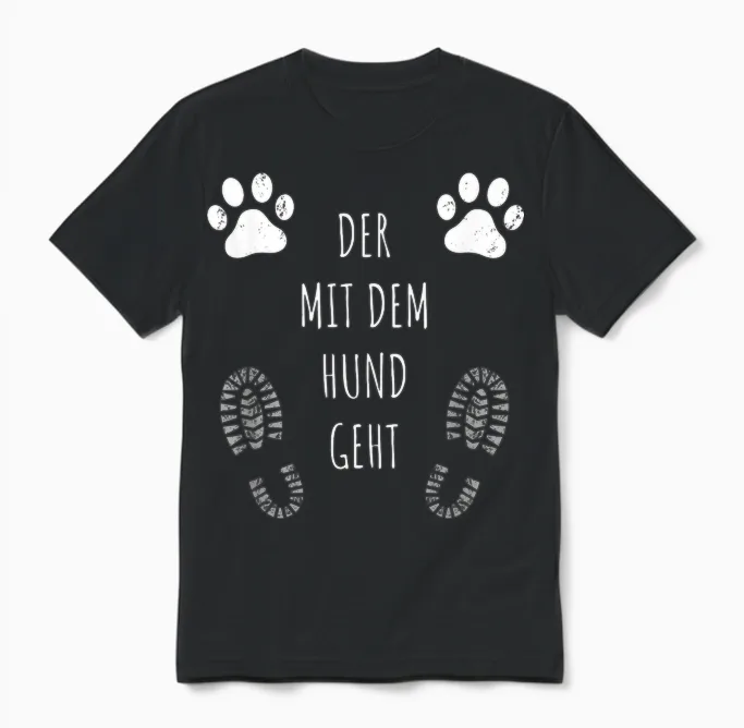 Der Mit Dem Hund Geht Gassi Gehen Lustiges Hunde Unisex T-Shirt in Black