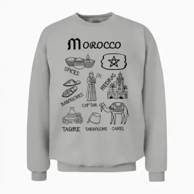 Maroc Souvenir Voyage Drapeau Marocain Casbah Chameau Cadeau Unisex Sweatshirt - Ash