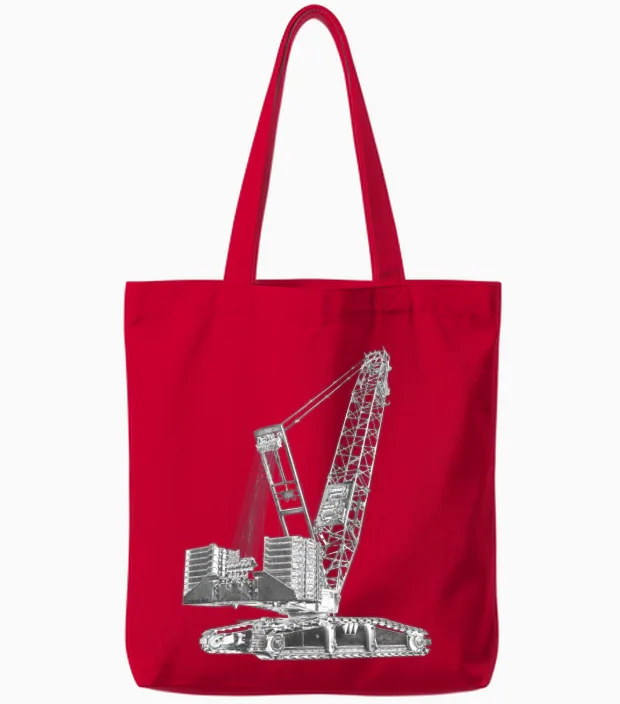 Crawler Crane 750t Tote Bags in Red
