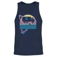Garbage Truck Retro Unisex Tank Top - Navy – 2