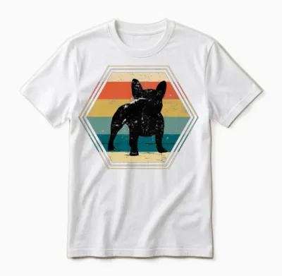 Retro Frenchie Dog Unisex T-Shirt - White