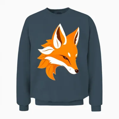 A Stylized Illustration of a Fox's Head Unisex Sweatshirt - Dark Heather