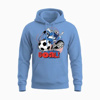 Looney Tunes Bugs Bunny Soccer Design Goal! Unisex Hoodie - Carolina Blue