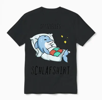 Delfin Pyjama Schlafanzug Unisex T-Shirt - Black