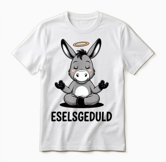 Eselsgeduld Lustiger Meditierender Esel Yoga Unisex T-Shirt in White