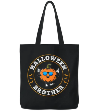 Halloween Brother Pumpkin Halloween Brother Hallow Tote Bags - Black