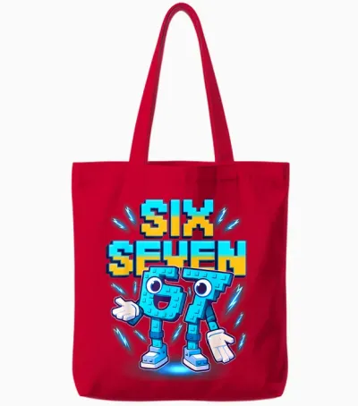 Six Seven Brainrot Italian Funny 67 Kids Gaming Meme Tote Bags - Red