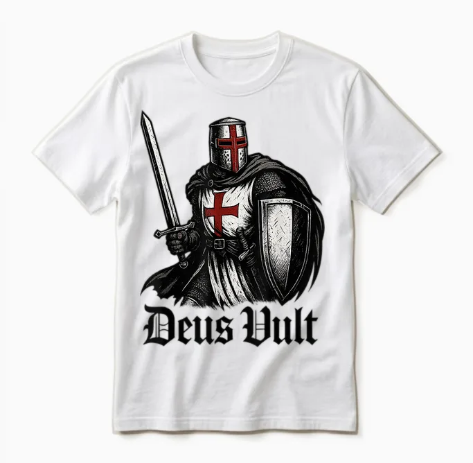 Deus Vult - Christlicher Tempelritter Unisex T-Shirt in White