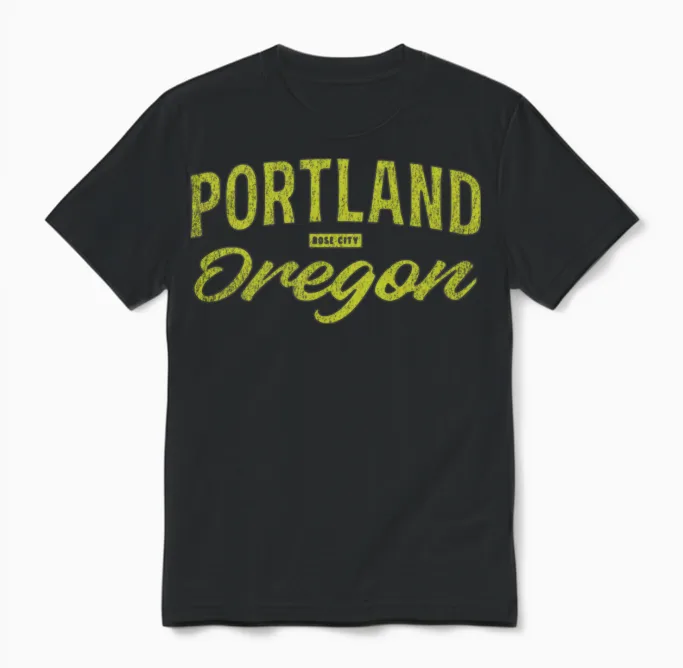 Retro Portland Oregon Unisex T-Shirt in Black