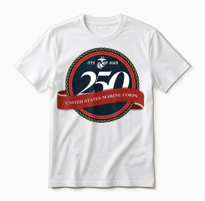 United States Marine Corps 250th Birthday Seal Unisex T-Shirt in White