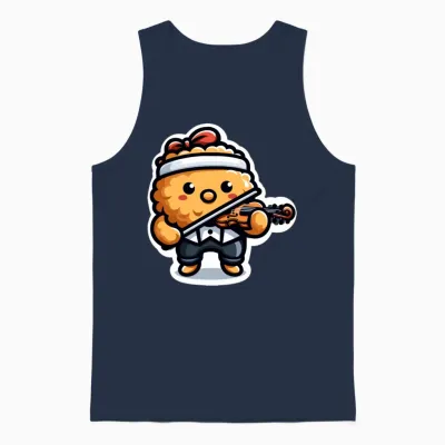 Violin Chicken Nugget Lover Chicken Nugget Violin Unisex Tank Top - Navy
