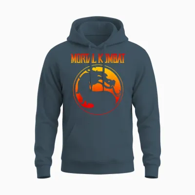 Mortal Kombat Klassic Dragon Gradient Logo Video Game Unisex Hoodie - Dark Heather
