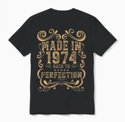 Vintage 1974 Aged to Perfection Unisex T-Shirt - Black