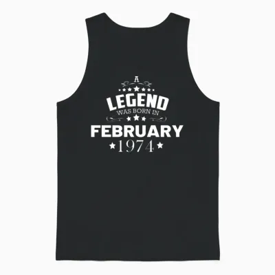 February 1974 Birthday Vintage Unisex Tank Top - Black