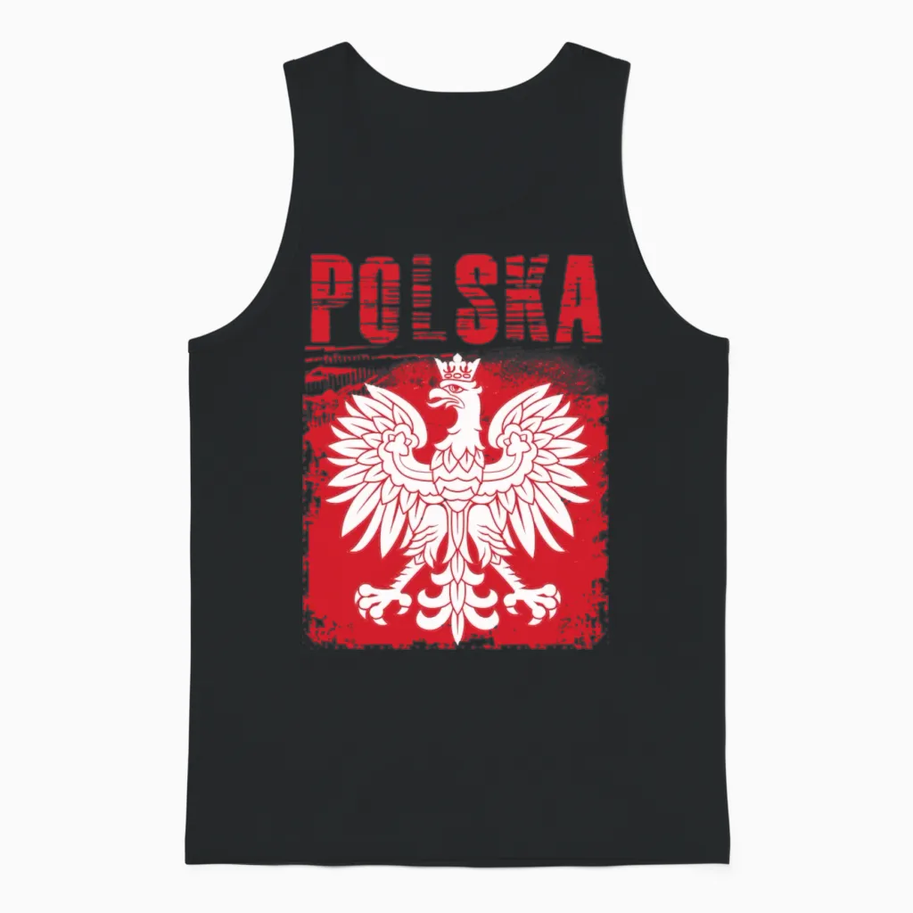 Emblem of Poland Unisex Tank Top in Black