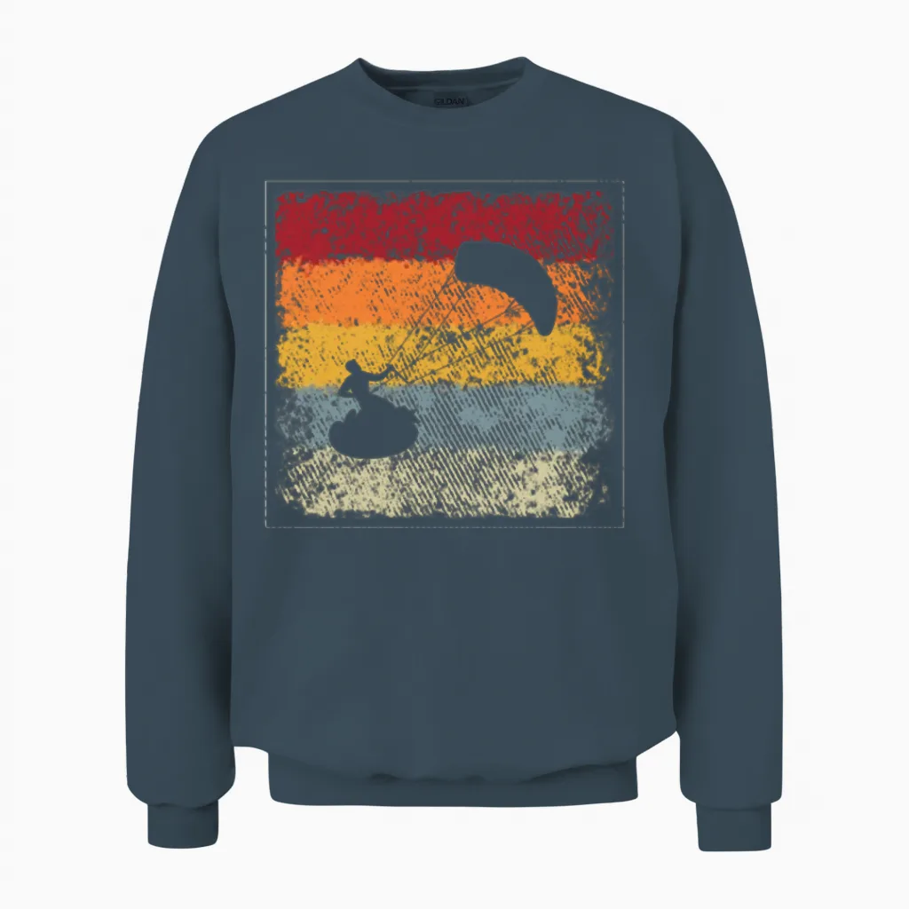 Kite Surfing Retro Unisex Sweatshirt in Dark Heather