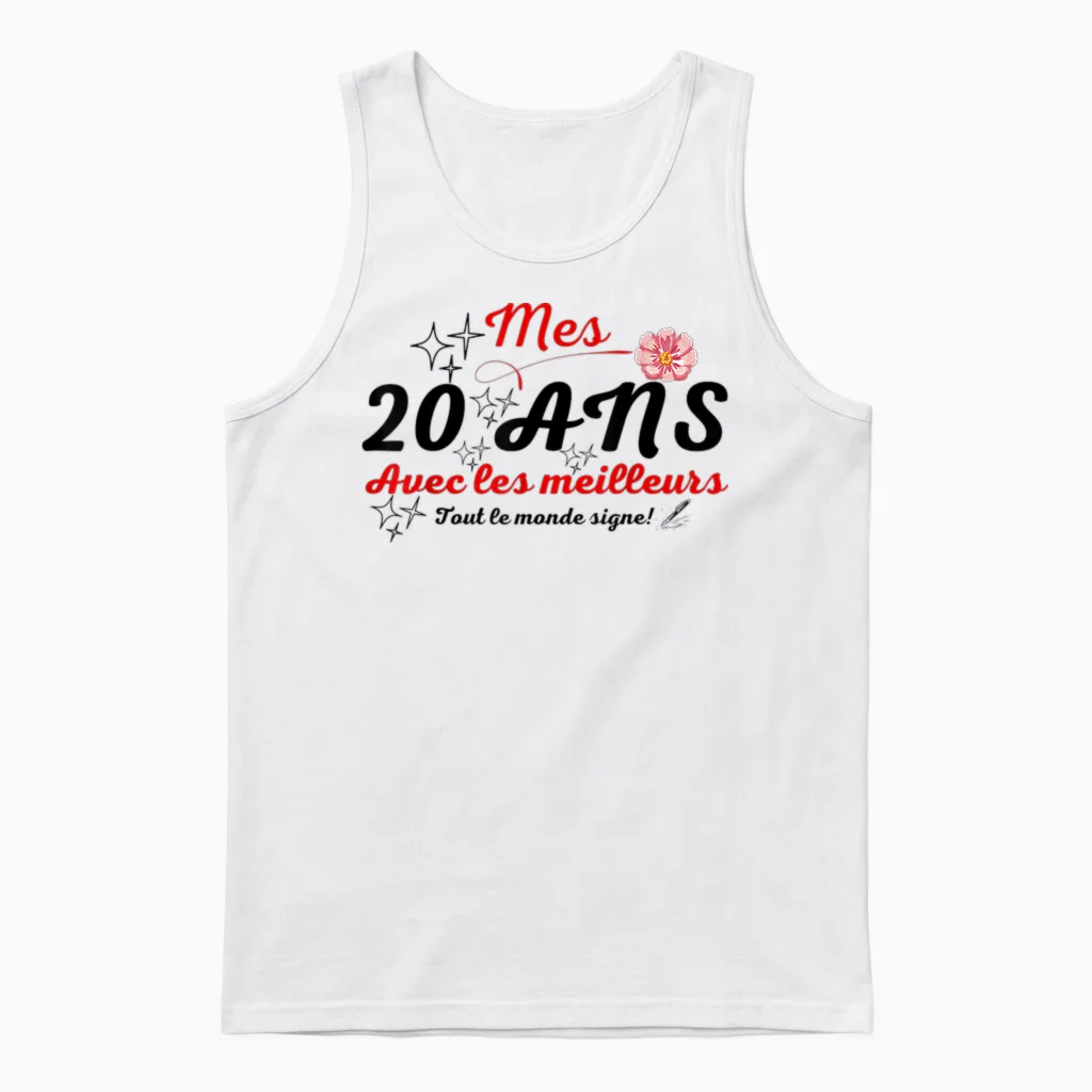 A Signer 20 Ans Anniversaire Gift Anniv 20 Years Signature Unisex Tank Top in White