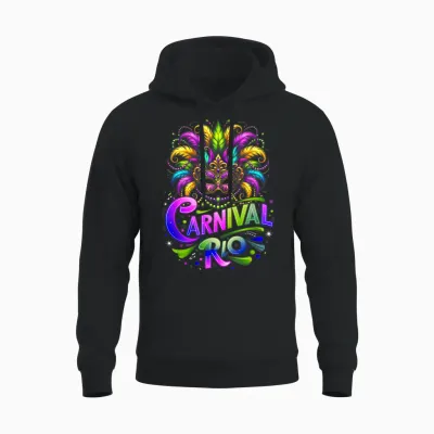 Carnival Costume Rio Brazil Souvenir Mardi Gras Festival T-Shirt, Black, S Unisex Hoodie - Black