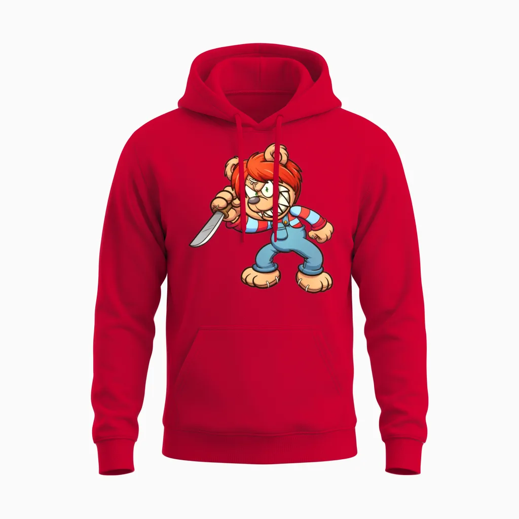 Killer Bear Wildlife Gift Unisex Hoodie in Red