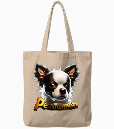 Funny Face Dog Tote Bags - Natural