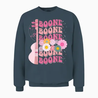 Girl Retro Boone Groovy Flower First Name Personalized 80's Unisex Sweatshirt - Dark Heather