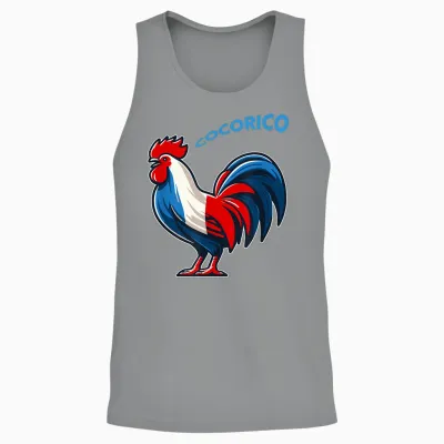 Coq Drapeau France Tricolore Bleu, Blanc Et Rouge T-Shirt, Blue, S Unisex Tank Top - Sport Grey