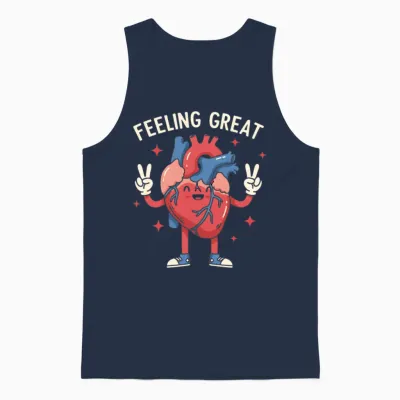 Feeling Great Cartoon Heart Unisex Tank Top - Navy