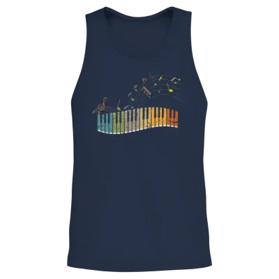 Piano Keyboard Retro Unisex Tank Top - Navy