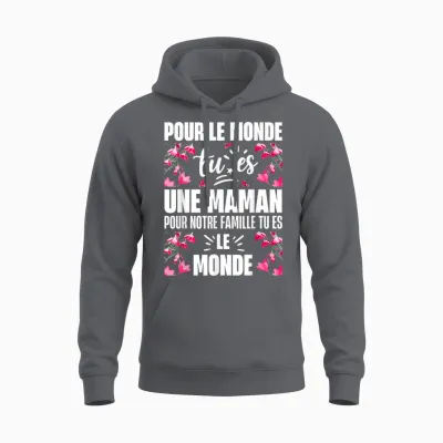 Mum Gift Mother's Day Best Mum in the World T-Shirt, Black, S Unisex Hoodie - Charcoal