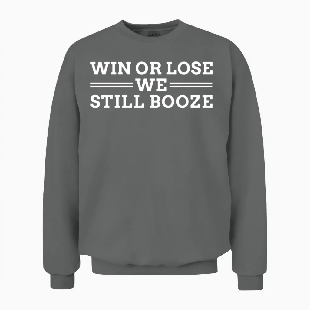 Funny Sports Fan, Drinking Tailgate, White Unisex Sweatshirt in Graphite Heather