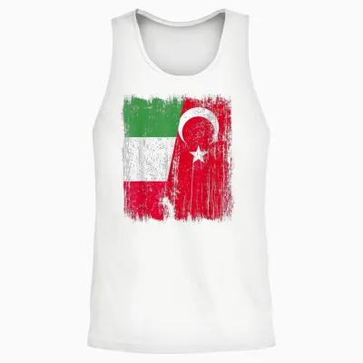 Italien Türkei Halbflagge Türkei Italienisch Türkisch Erbe Unisex Tank Top - White
