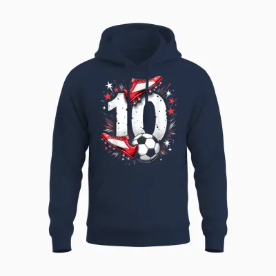 10. Geburtstag Fußball Jungen Grün Unisex Hoodie - Navy