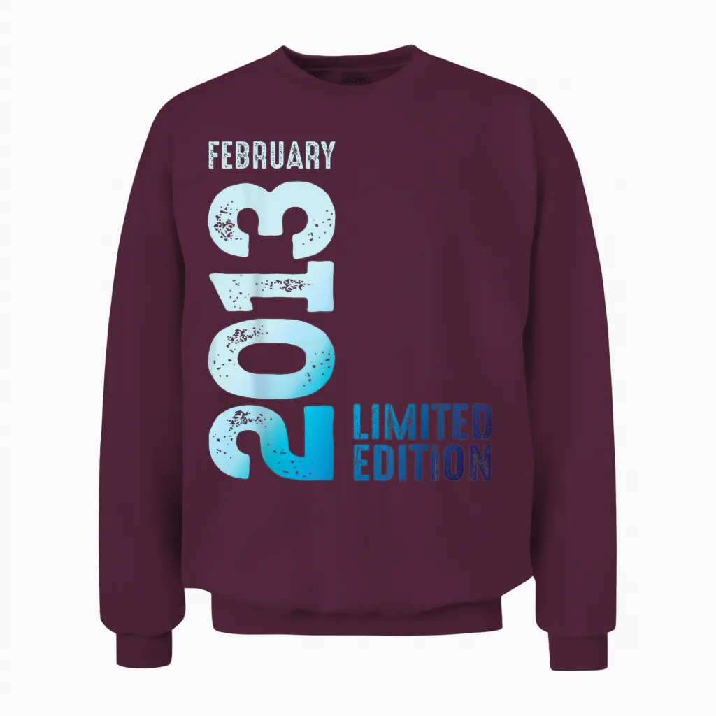 Limited Edition 2013 February 2013 T-Shirt, Black, S Unisex Sweatshirt in Maroon