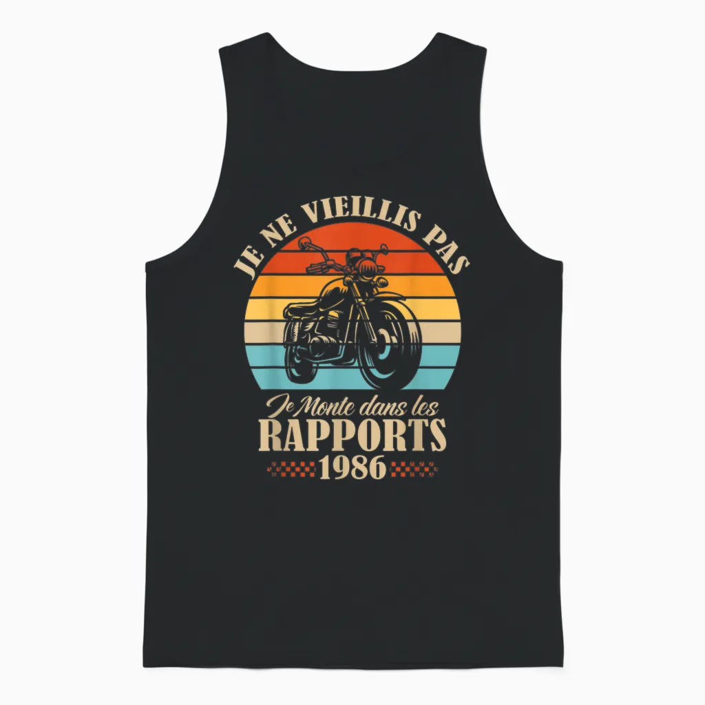 Je Ne Vieillis Pas Anniversaire 40 Ans Drôle 1986 Moto Unisex Tank Top in Black